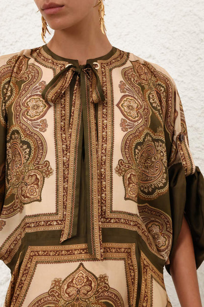 Mahon Dress in Olive Paisley