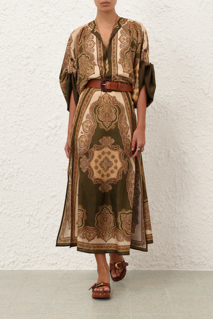 Mahon Dress in Olive Paisley