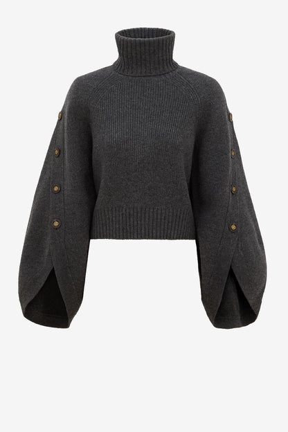 Pull Valiant Buttoned, couleur graphite