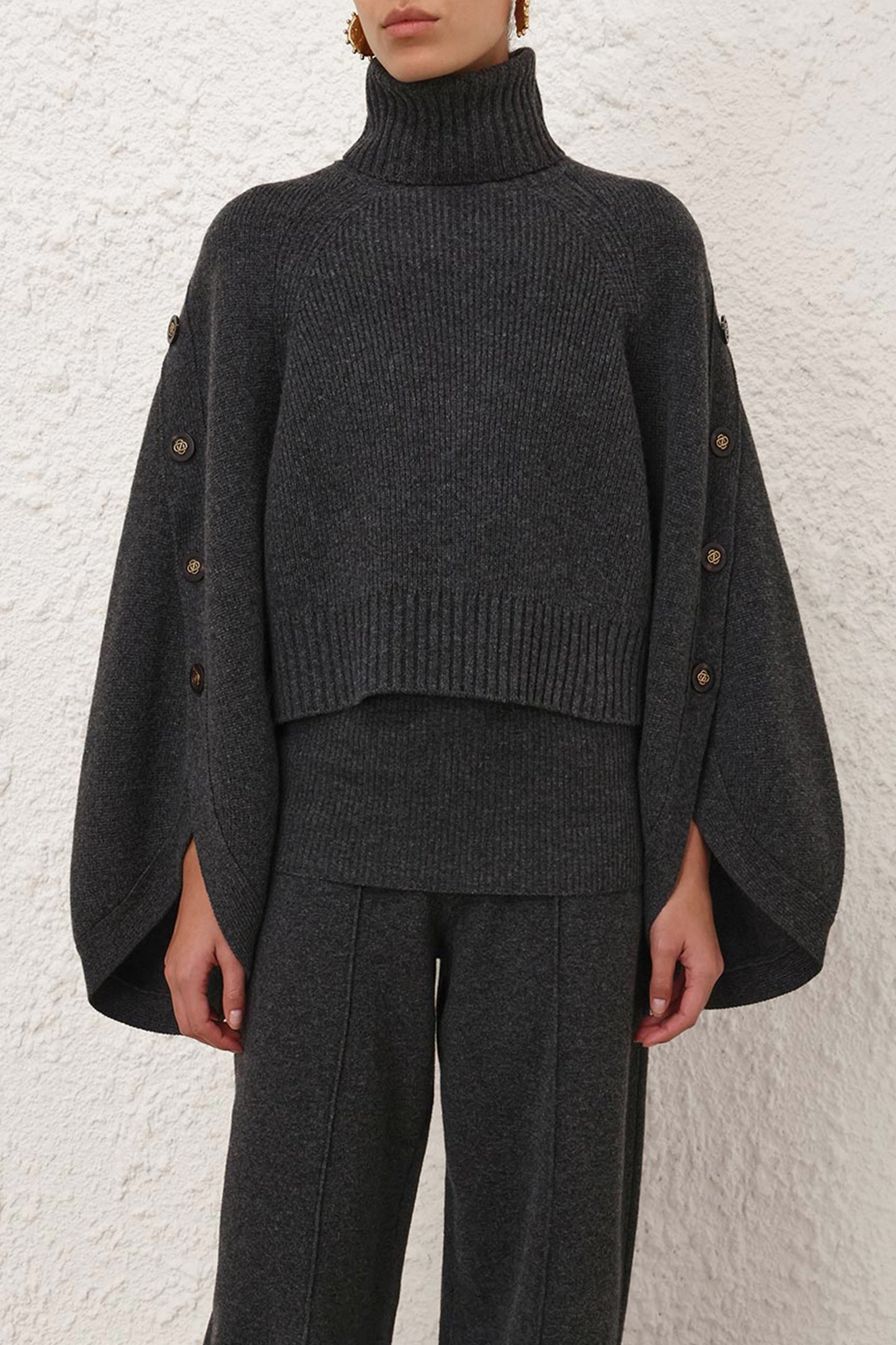 Pull Valiant Buttoned, couleur graphite