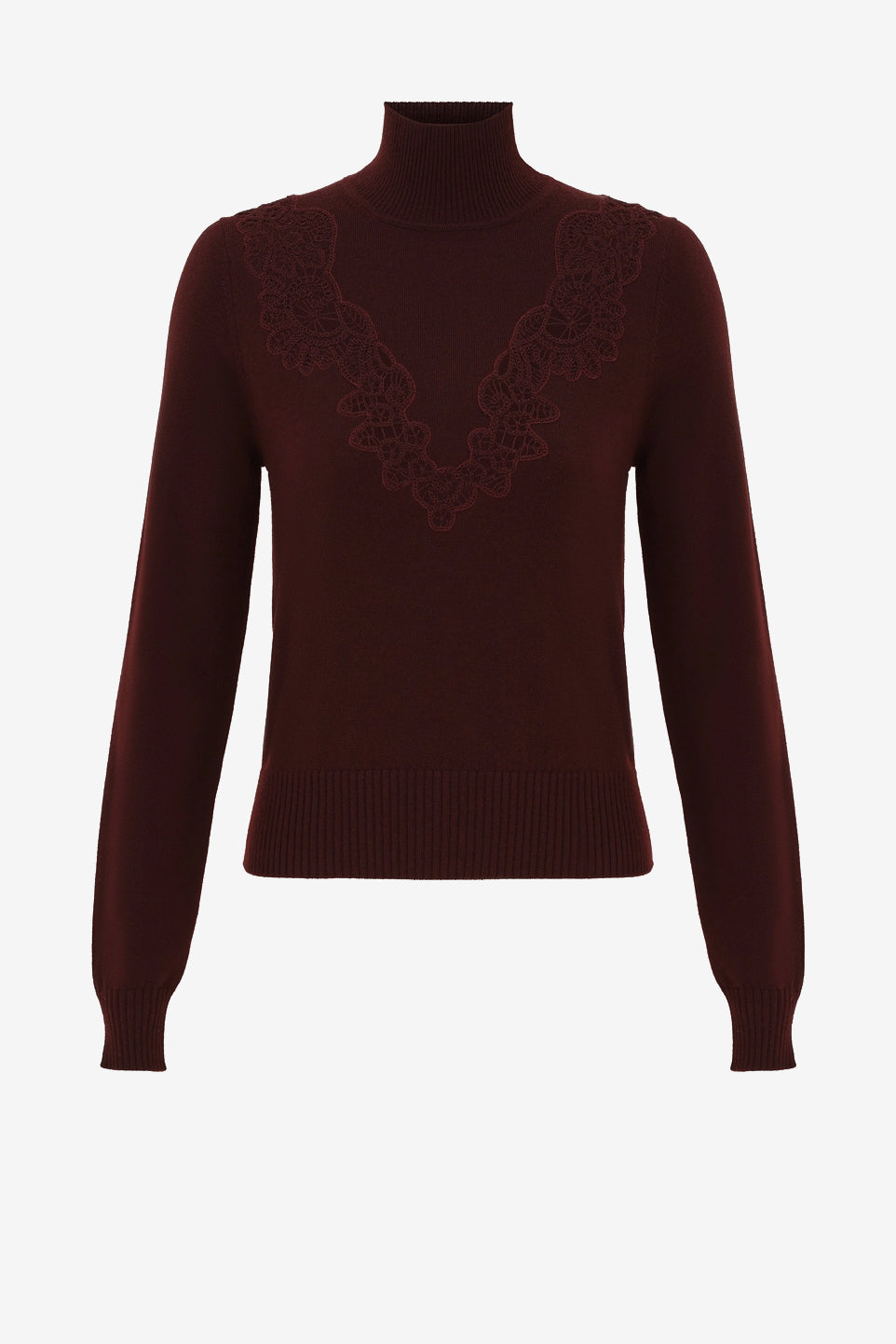 Valiant Lace Sweater in Mahogany