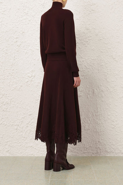 Valiant Lace Skirt in Mahogany