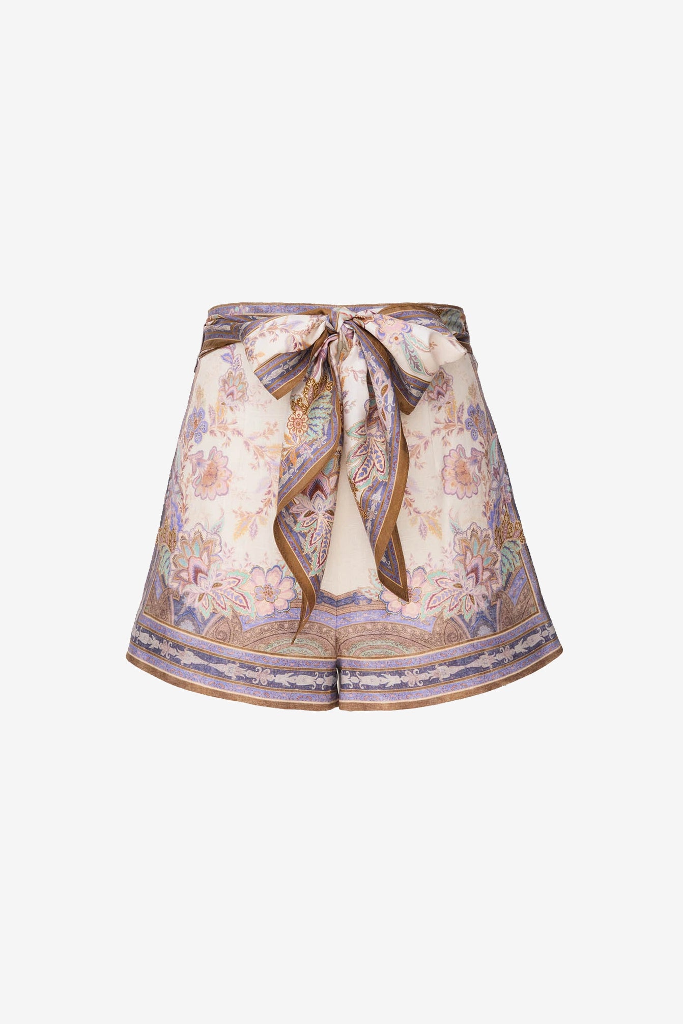 Luna Scarf Shorts in Cream Blue Paisley by Zimmermann - Anita Hass