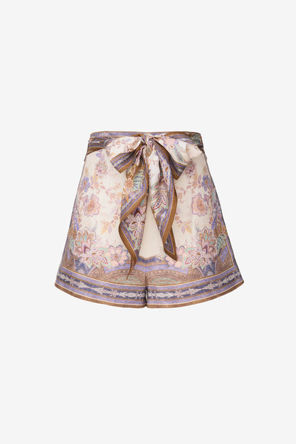 Luna Scarf Shorts in Cream Blue Paisley by Zimmermann - Anita Hass