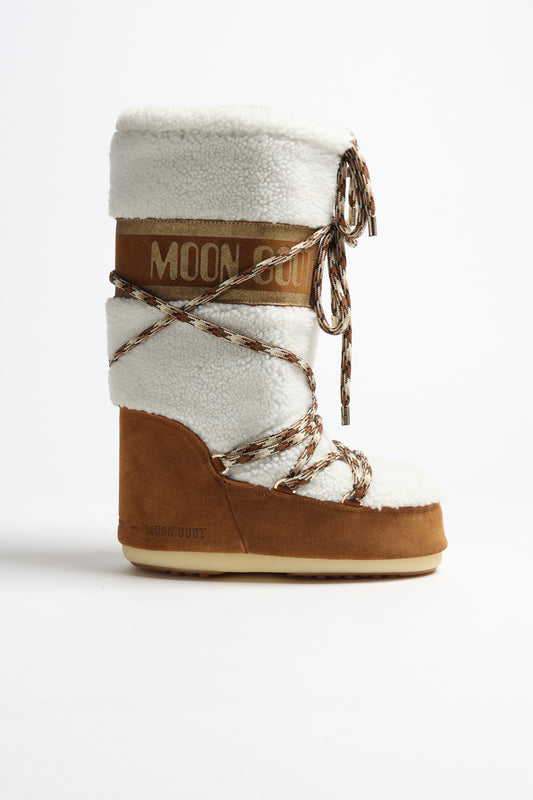 Moon Boots Icon Shearling in Whiskey/Off-WhiteMoon Boot - Anita Hass