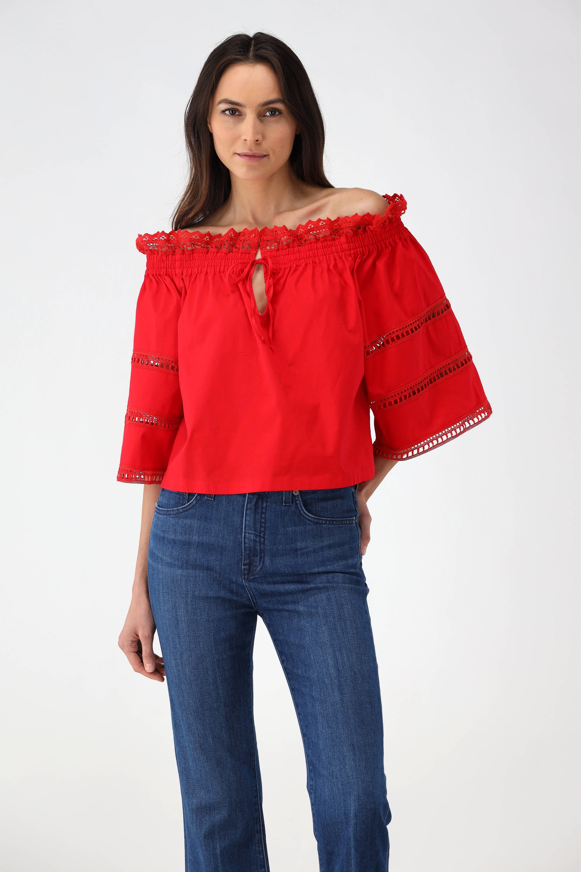 Off-Shoulder-Bluse in RotErmanno Scervino - Anita Hass