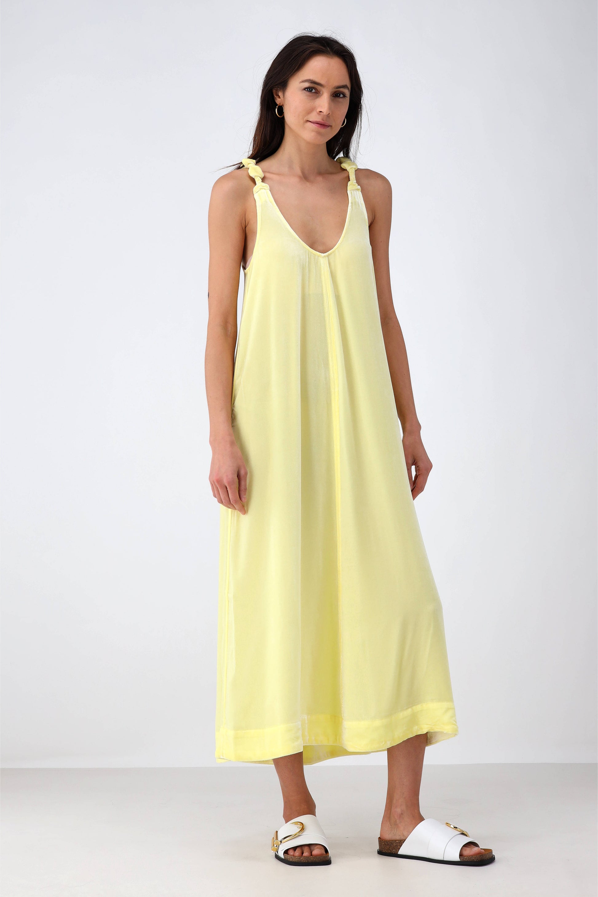 Kleid Velvet Strap in Yellow PearGanni - Anita Hass