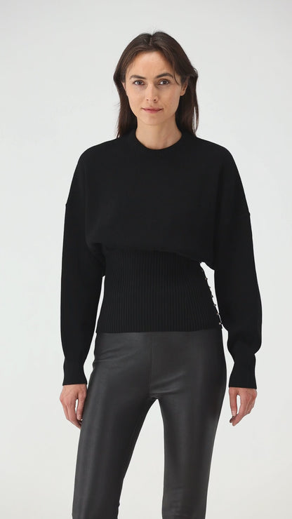 Waisted sweater in black