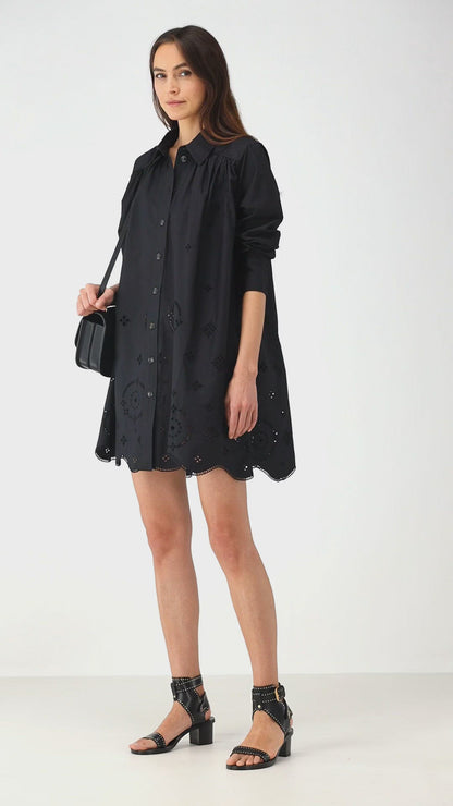 Broderie Anglaise dress in black