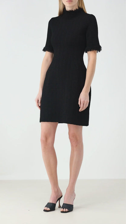 Dress with fringes in black