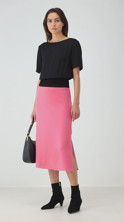 Skirt Double Slit in Pink Orchid
