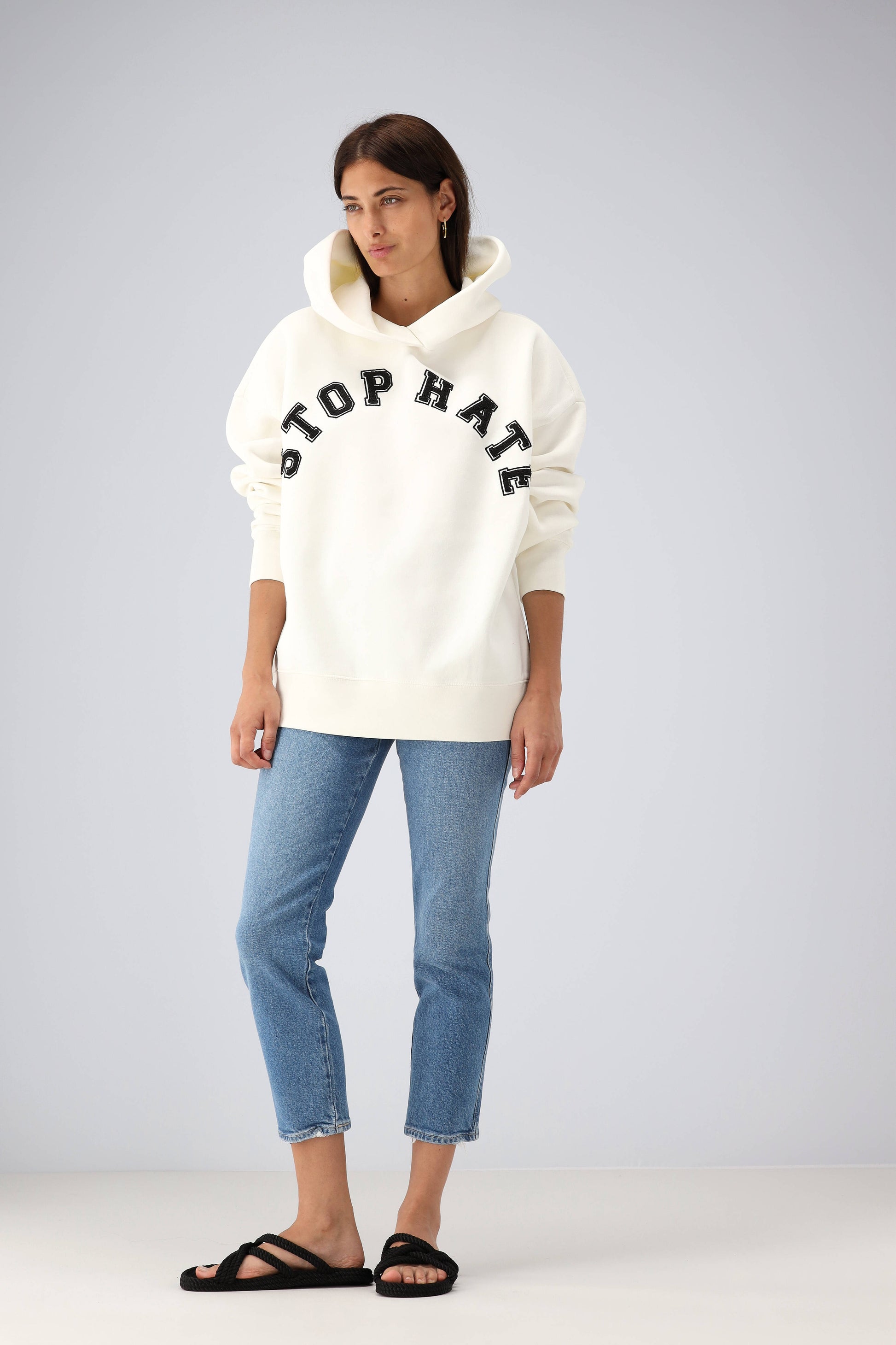 Hoodie Stop Hate in IvoryClosed - Anita Hass