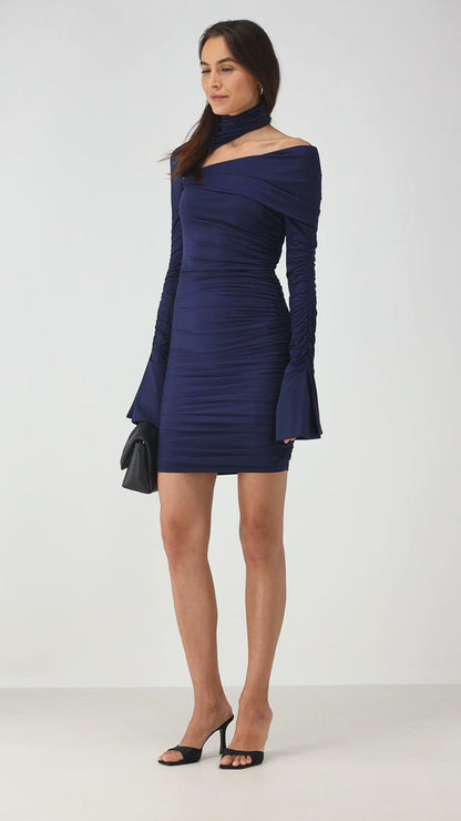 Dress with cut-outs in dark blue