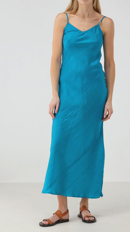 Silk dress Viso Maxi in turquoise