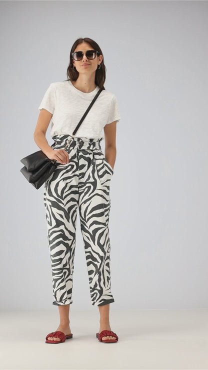 Pantaloni Carlyle zebra in bianco e nero