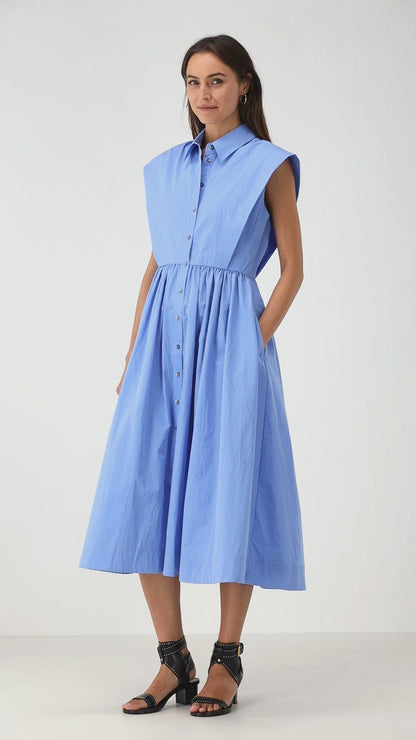 Oxford Blue Sleeveless Blouse Dress