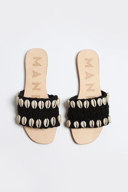Sandale Yucatán in Schwarz Shells Manebi