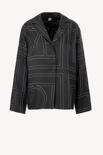 Seidenbluse Monogram PJ in Schwarz Toteme