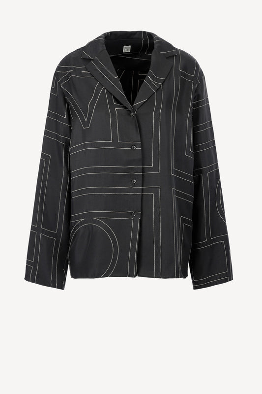Seidenbluse Monogram PJ in Schwarz Toteme